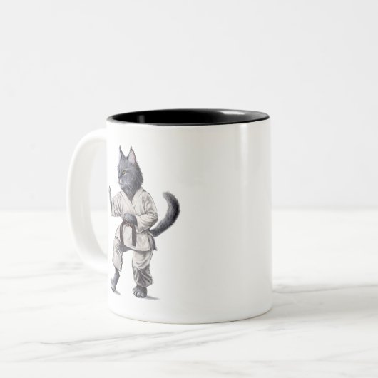 Karate Cat Stance Tasse (Vorderseite Links)