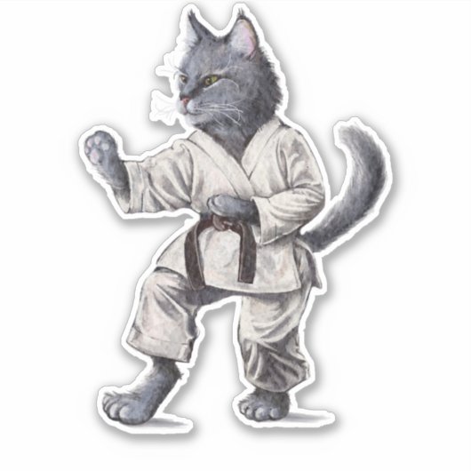 Karate Cat Sticker (Vorderseite)