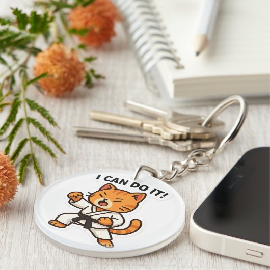 Karate Cat Sticker Schlüsselanhänger (Vorderseite rechts)