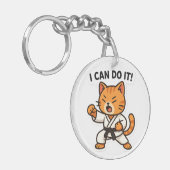 Karate Cat Sticker Schlüsselanhänger (Vorderseite links)