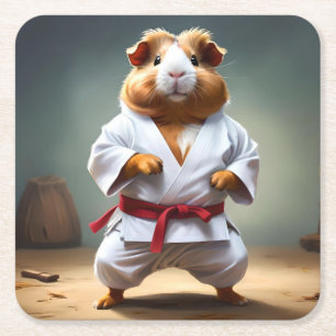 **"Karate-Champion: Das furchtlose Meerschweinchen Rechteckiger Pappuntersetzer