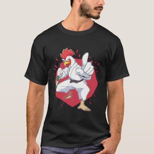 Karate Chick Chop Fighting Funny Cluck Master T-Shirt (Vorderseite)