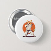 Karate Corgi - Kampfkunsthund Button (Vorne & Hinten)