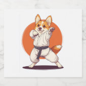 Karate Corgi - Kampfkunsthund Schaumweinetikett (Einzelnes Label)