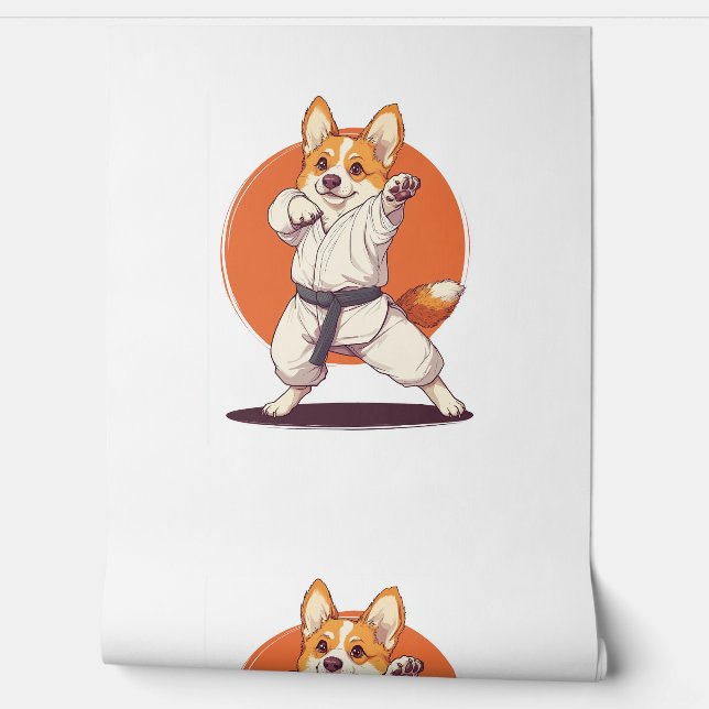 Karate Corgi - Kampfkunsthund Tapete (Abrollen)