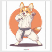 Karate Corgi � Kampfsport Hund Aufkleber (Blatt)