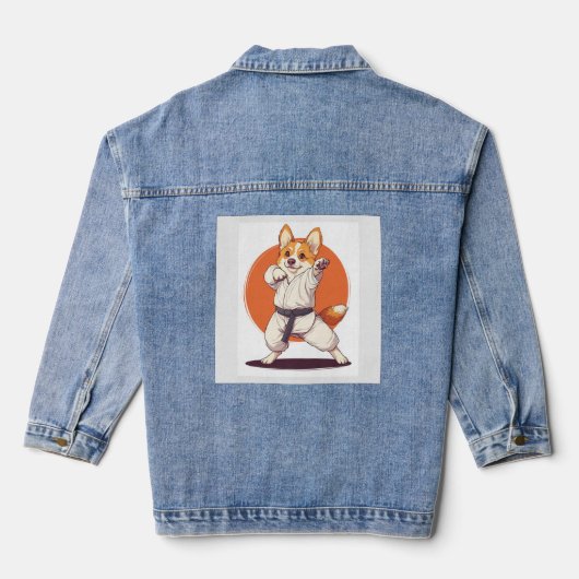 Karate Corgi � Kampfsport Hund Jeansjacke (Rückseite)
