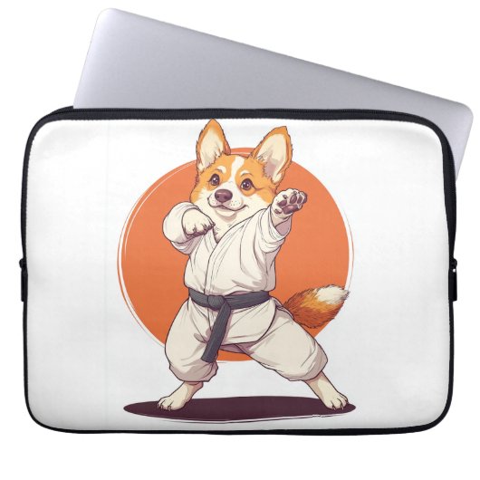 Karate Corgi � Kampfsport Hund Laptopschutzhülle (Vorderseite)