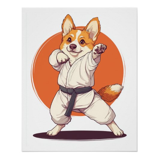 Karate Corgi � Kampfsport Hund Poster (Vorderseite)