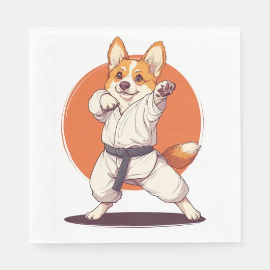 Karate Corgi � Kampfsport Hund Serviette (Vorderseite)