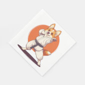 Karate Corgi � Kampfsport Hund Serviette (Ecke)