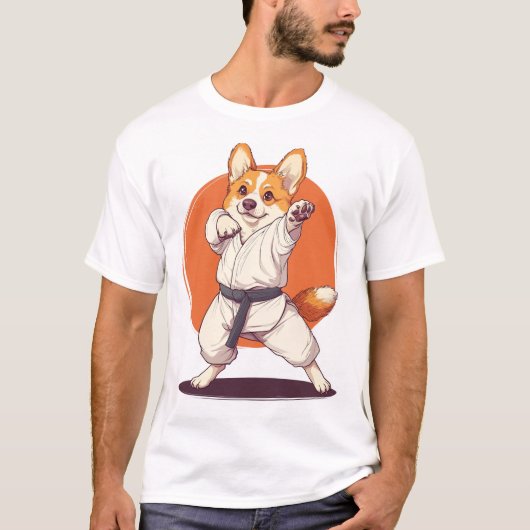 Karate Corgi � Kampfsport Hund T-Shirt (Vorderseite)