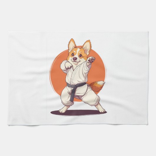 Karate Corgi � Martial Arts Dog Geschirrtuch (Horizontal)