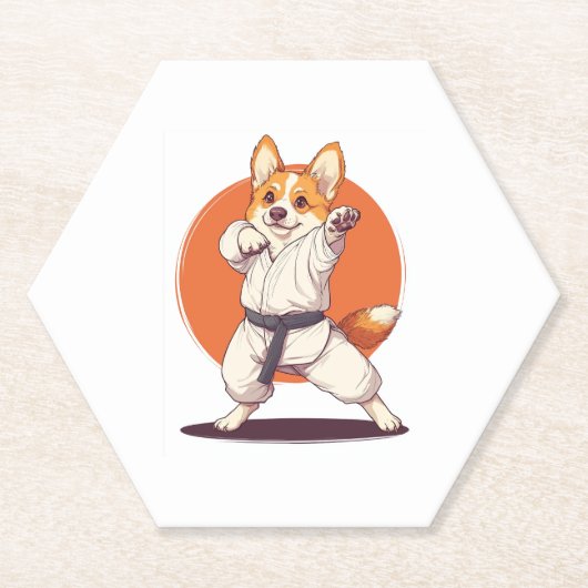 Karate Corgi � Martial Arts Dog Untersetzer (Vorderseite)