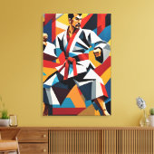 Karate Cubism Canvas Print Leinwanddruck (Insitu (Wohnzimmer))