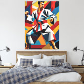Karate Cubism Canvas Print Leinwanddruck (Insitu (Schlafzimmer))