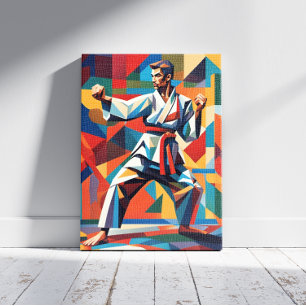 Karate Cubist Canvas Print Leinwanddruck