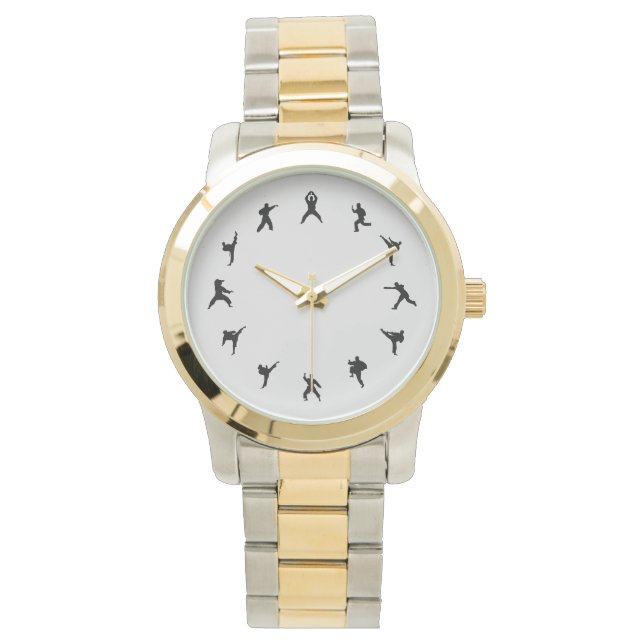 Karate der Kampfkünste (Schwarz, Grau) Armbanduhr (Vorderseite)