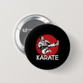 Karate-Design-Mann macht Jump Kick für Karateka Button (Vorne & Hinten)