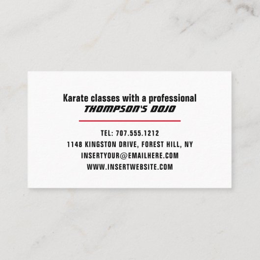 Karate Design, Sensei Visitenkarte (Rückseite)