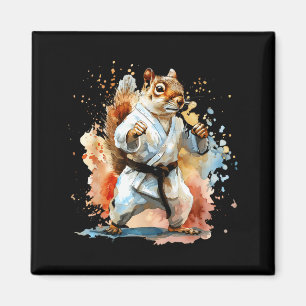 Karate Eichhörnchen Wasserfarbe Taekwondo MMA Eich Magnet