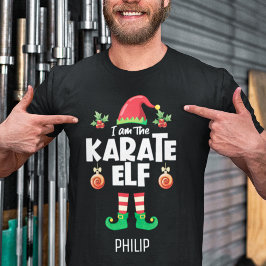 Karate elf family matching christmas name T-Shirt