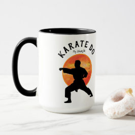 Karate Figure Personalisiert Modernes Trendschwarz Tasse