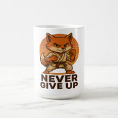 Karate Fox - Never Give Up Motivational japanese Kaffeetasse (Mittel)