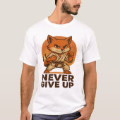 Karate Fox - Never Give Up Motivational japanese T-Shirt (Vorderseite)