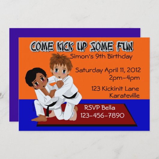Karate Geburtstag Einladung (Vorne/Hinten)