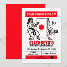 Karate-Geburtstagsfeier-Einladung (Mädchen)