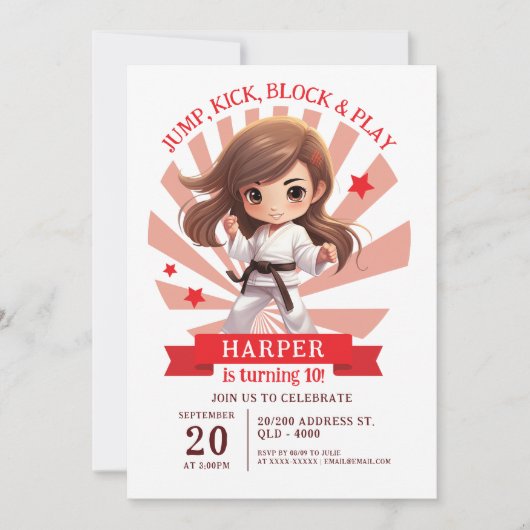 Karate-Geburtstagsparty Einladung (Vorderseite)