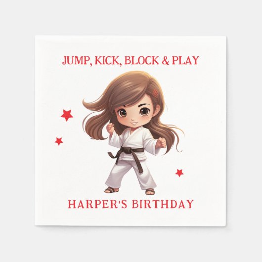 Karate-Geburtstagsparty Serviette (Vorderseite)