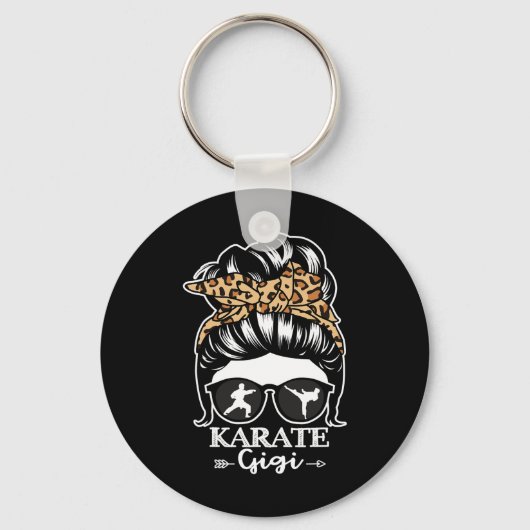 Karate Gigi Messy Bun Hair Funny Karate Fighter Gi Schlüsselanhänger (Vorderseite)