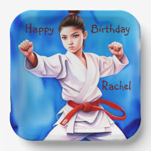 Karate Girl Birthday Pappteller
