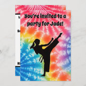 Karate Girl Birthday Party Krawatte Dye Rainbow Einladung (Vorne/Hinten)
