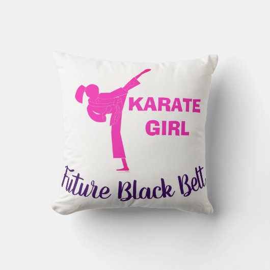 Karate Girl Future Black Belt Motivational Decor Kissen (Vorderseite)