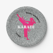 Karate Girl Glitzer Happy Birthday Paper Tellers Pappteller (Vorderseite)