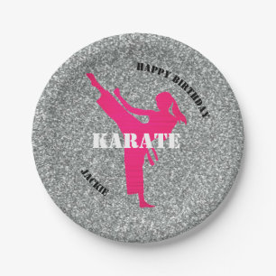 Karate Girl Glitzer Happy Birthday Paper Tellers Pappteller