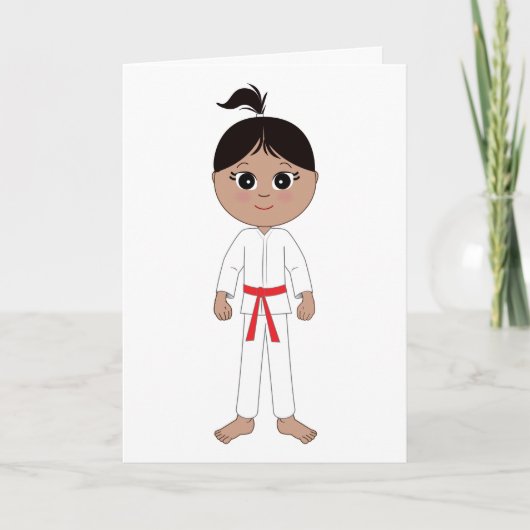 Karate Girl Glückwünsche Red Belt Karte (Vorderseite)