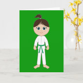 Karate Girl gratulieren Green Belt Karte (Gelbe Blume)