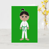Karate Girl gratulieren Green Belt Karte (Gelbe Blume)