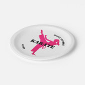 Karate Girl Happy Birthday mit Namen Paper Tellers Pappteller (Schrägansicht)