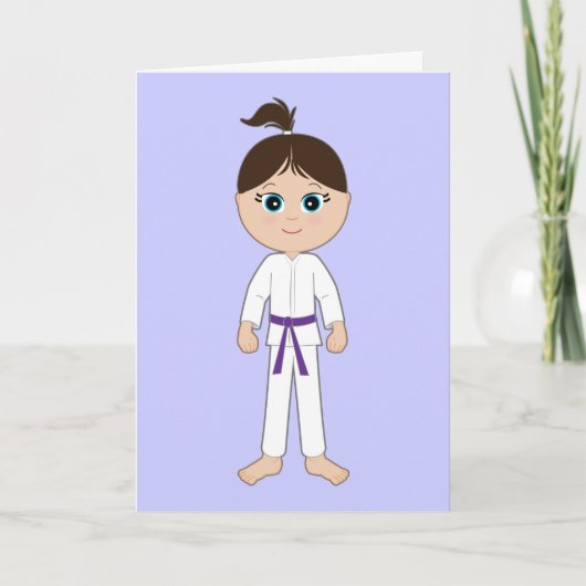 Karate Girl Herzlichen Glückwunsch Lila Belt Karte (Vorderseite)