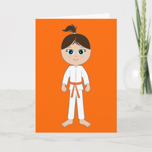 Karate Girl Herzlichen Glückwunsch Orange Belt Karte (Vorderseite)