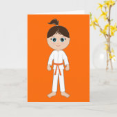 Karate Girl Herzlichen Glückwunsch Orange Belt Karte (Gelbe Blume)