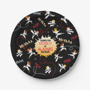 Karate Girl Kick Birthday Party Paper Plate Pappteller