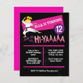 Karate Girl Kick Pink Geburtstagsparty Einladung (Vorne/Hinten)
