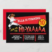 Karate Girl Kick Red Birthday Party Einladung (Vorne/Hinten)