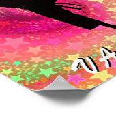 Karate Girl Kick Stars und Wirbel Retro Poster (Ecke)